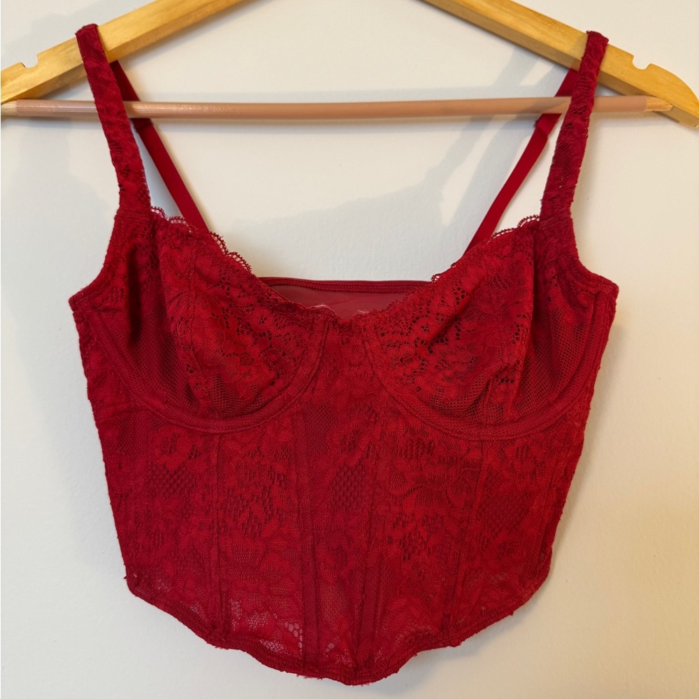 Hollister Gilly Hicks Red Lace Corset Top